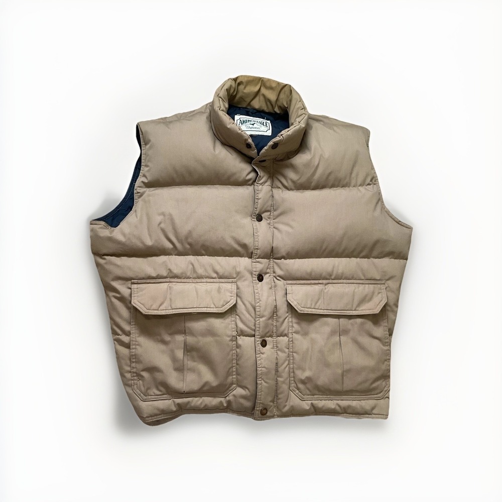VTG American Eagle Outfitters Down Vest Men XL Beige‎ Puffer Gorpcore 80s